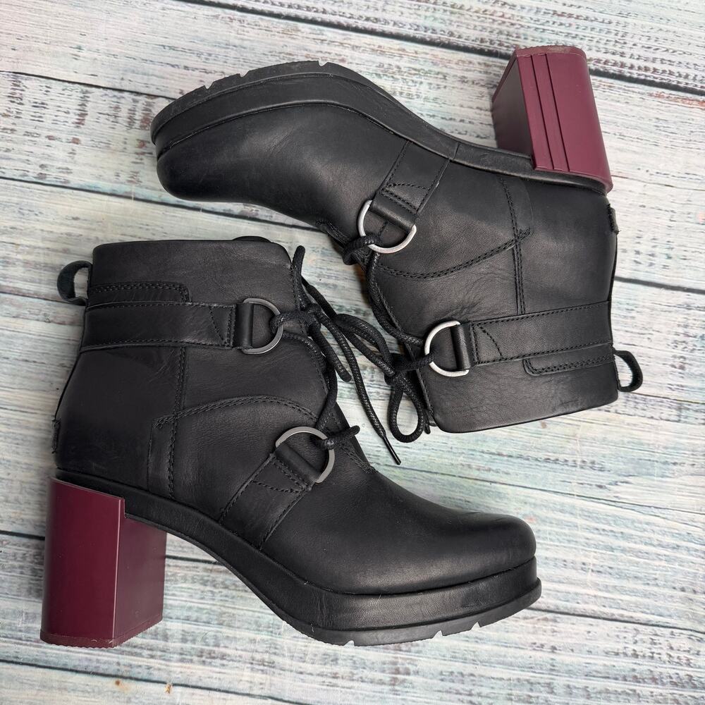 Sorel Margo Lace Wedge  Ankle Boots In Black Sz 10.5 - Picture 3 of 5